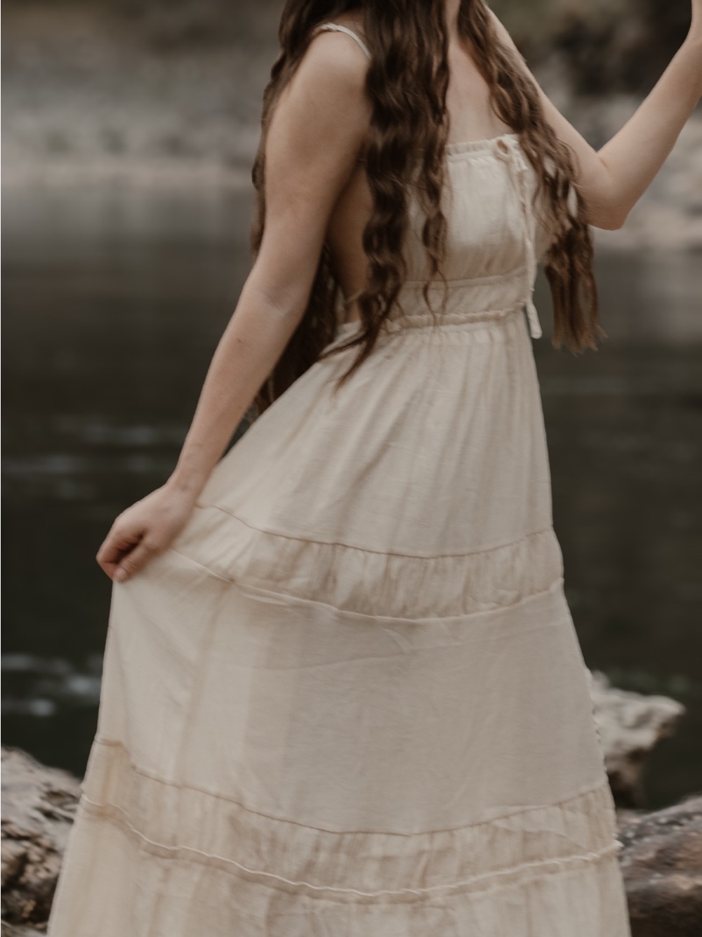 Cream Tiered Sundress with Adjustable Straps